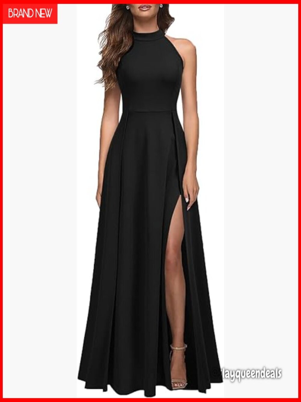 Halter Neck Maxi Dress with High Waist Split Formal Evening Wear